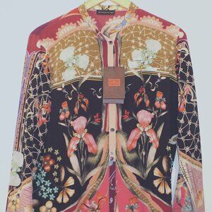 Etro Milano Multicolor Floral Silk Shirt – Size 44